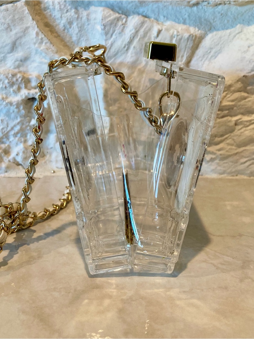 80’s PARTY READY Retro Cassette Tape Crossbody Bag - Clear w/Black & Red Detail - Picture 6 of 16
